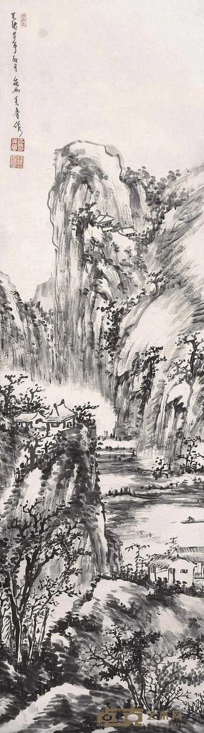 吴鲁 山水 立轴 170×45cm